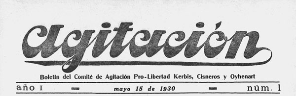jounal "Agitación" n1 Montevideo 15 mai 1930