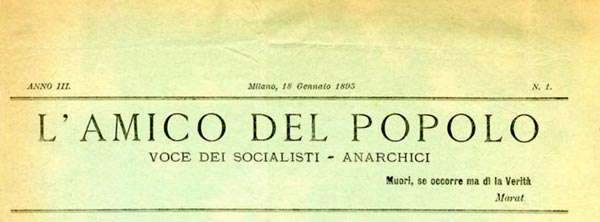 journal "L'Amico del Popolo" n° 1 du 18 janvier 1895