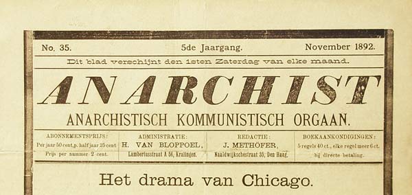 Journal hollandais "Anarchist"