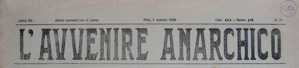 journal "L'Avvenire Anarchico" de 1920