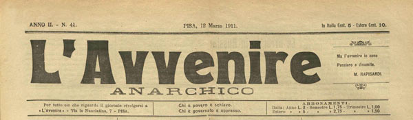 journal "L'Avvenire Anarchico" N 41 de 1911