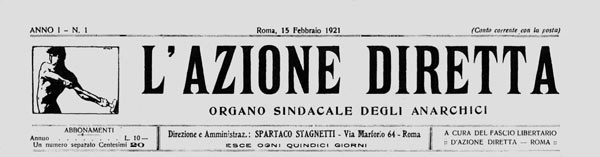 journal L'Azione Diretta n1 de 1921