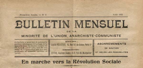 journal Bulletin de la minorité de l'UAC n° 6 de 1931