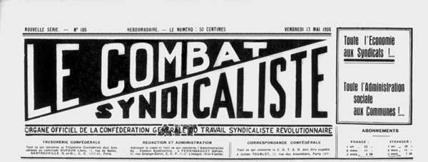 journal "Le Combat syndicaliste" mai 1935