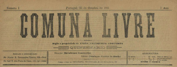 journal Comuna Livre n1 1915