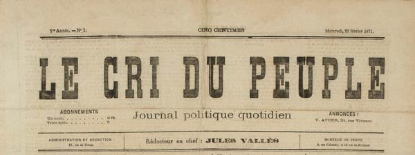 Journal "Le Cri du Peuple" de Jules Vallès n°1