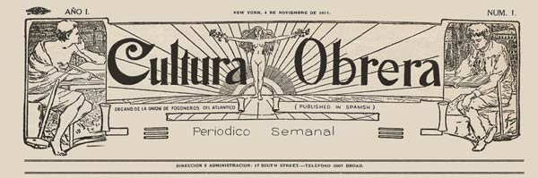 journal "Cultura Obrera" n1 1911