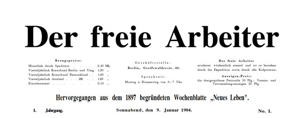 journal " Der freie arbeiter" n° 1