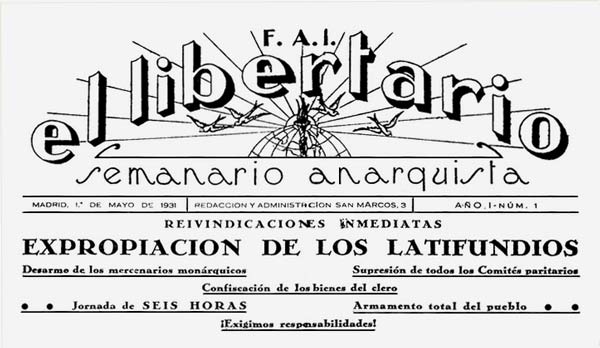 journal "El Libertario" n1 de 1931 à Madrid
