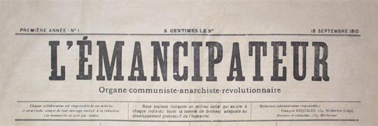journal belge de 1910 "L'Emancipateur"