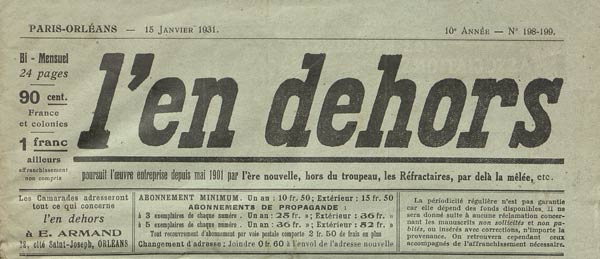 journal l'en dehors n° du 15 janvier 1931