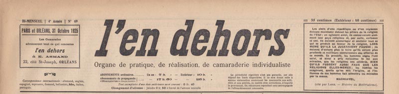 journal l'en dehors n° 69 de 1925