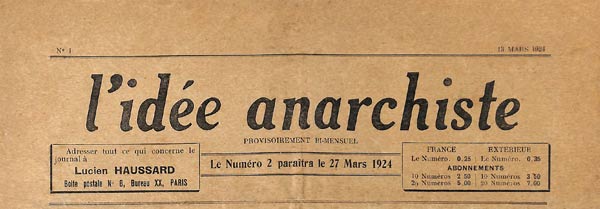 journal "L'Idée Anarchiste " n1