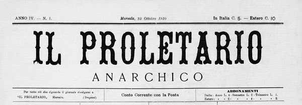 journal Il Proletario anarchico n1 1910