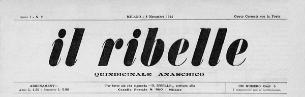journal "Il Ribelle" n2 nov 1914