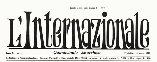 journal "L'Internazionale n&deg;4 du 5 mars 1976