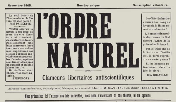 journal "L'Ordre naturel" de novembre 1905