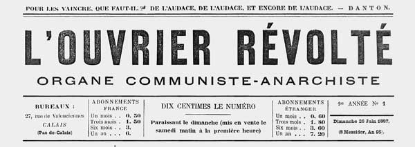 journal "L'Ouvrier Révolté" n1