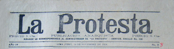 journal "La Protesta" de Lima n8 de 1914