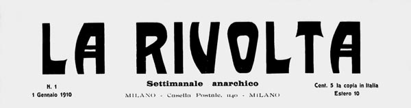 journal "La Rivolta" n1 1910 Milano