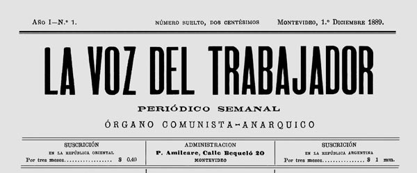 journal " La Voz del Trabajador " n1 de 1889