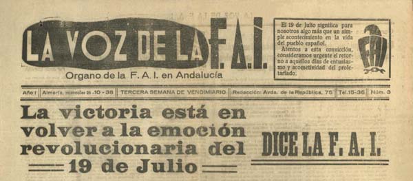 journal " Voz de la FAI" n°3 de 1938