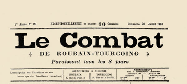 Journal "Le combat de Roubaix Tourcoin" du 22 juillet 1906