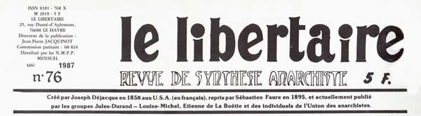 Journal "Le Libertaire"  revue de la synthèse anarchiste