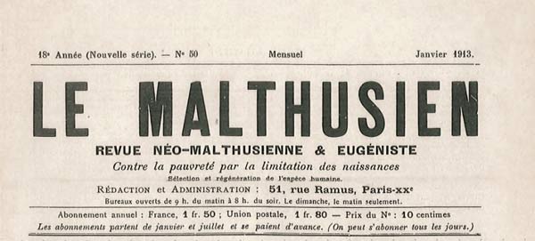 journal "Le Malthusien" n° 50