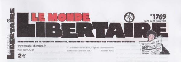 journal "Le Monde Libertaire" en mars 2015