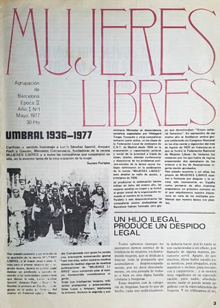 journal "Mujeres Libres" n1 du 1er mai 1977