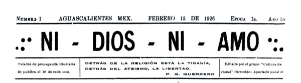 journal " Ni dios ni amo" n1 de 1926