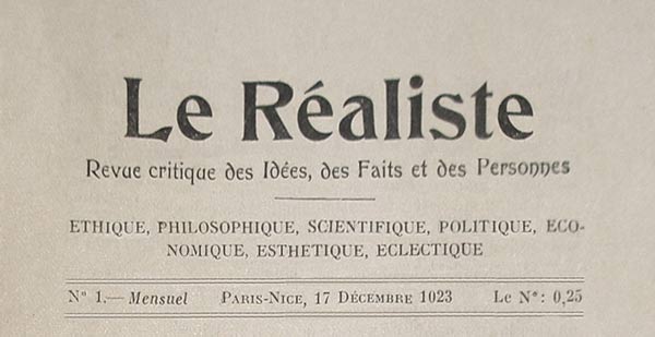 journal "Le Réaliste" n1