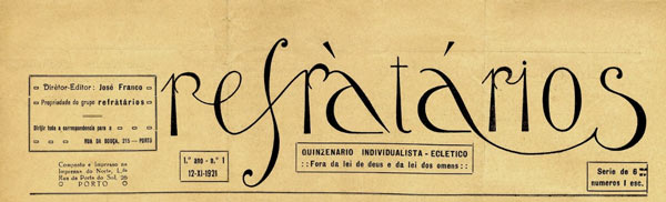 journal "Refractarios" n1 de 1921 à Porto