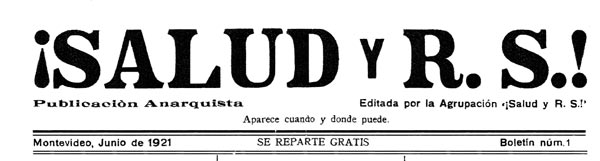 journal Salud y R. S. ! n1 de 1921