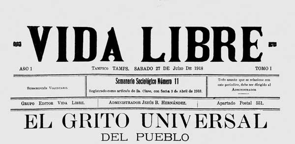 journal Vida Libre n11 de 1918